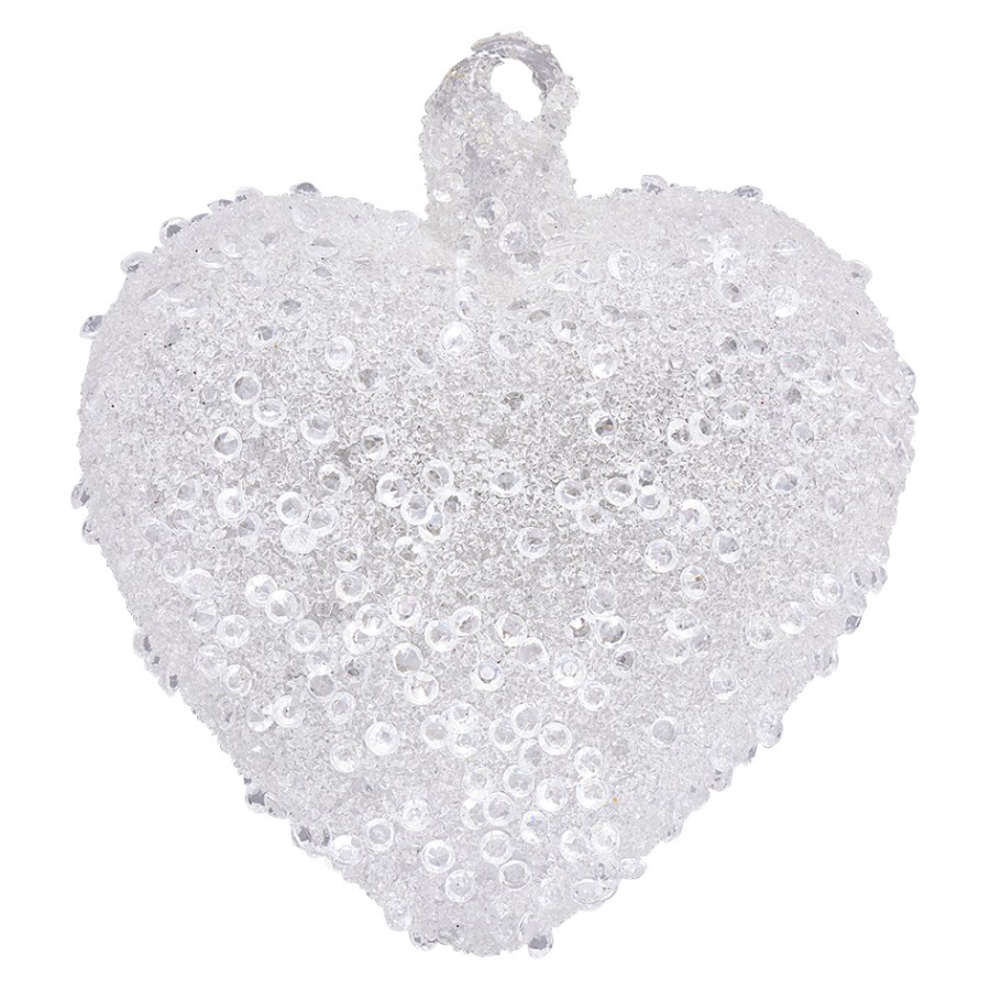 Елочная игрушка Heart white glitter large Елочная игрушка Heart white glitter large