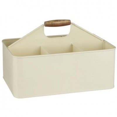 Ящик для хранения с 6-ю отделениями и деревянной ручкой cream