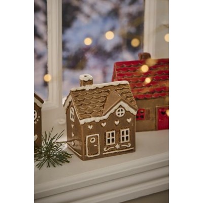 Подсвечник House tealight Stillenat Gingerbread square door brown