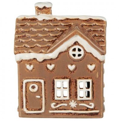 Подсвечник House tealight Stillenat Gingerbread square door brown