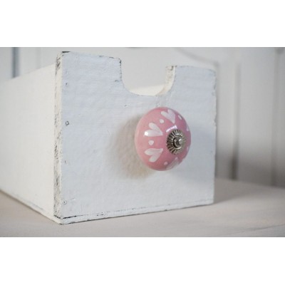 Ручка мебельная Pink with hearts and dots 4 см