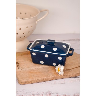 Масленка dark blue with white dots