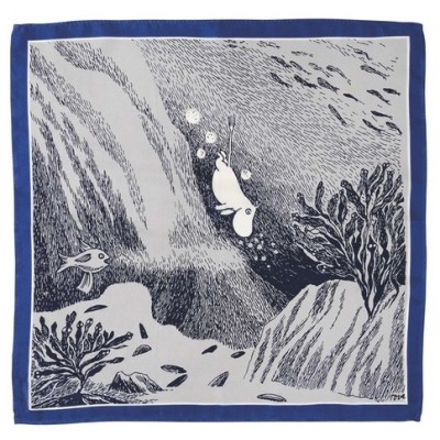 Шелковый платок Moomin Дайвинг Blue 32x32 см