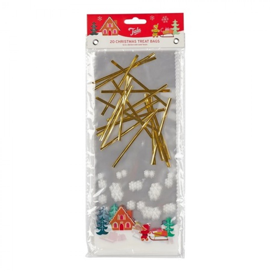 Набор пакетов для сладостей Xmas Gingerbread Snow 12.5x28.5 см, 20 шт, с завязками Набор пакетов для сладостей Xmas Gingerbread Snow 12.5x28.5 см, 20 шт, с завязками