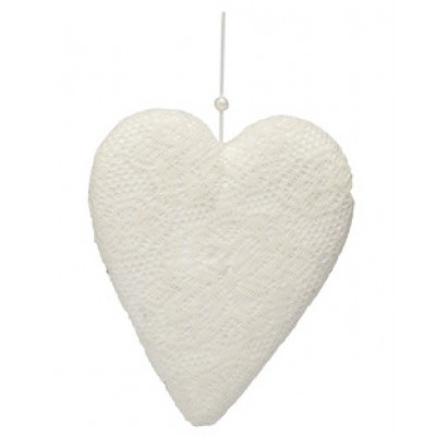 Подвесное украшение Heart Christmas Lace and pearls 26 см
