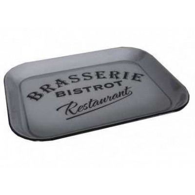 Белый эмалированный поднос Brasserie-Bistrot с черной каймой