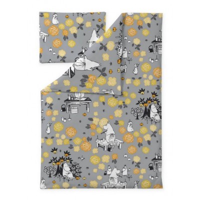 Комплект постельного белья Moomin Муми-мама мечтает Grey/Yellow 150x210/50x60 см
