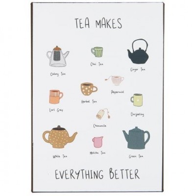 Металлическая табличка Tea makes everything better